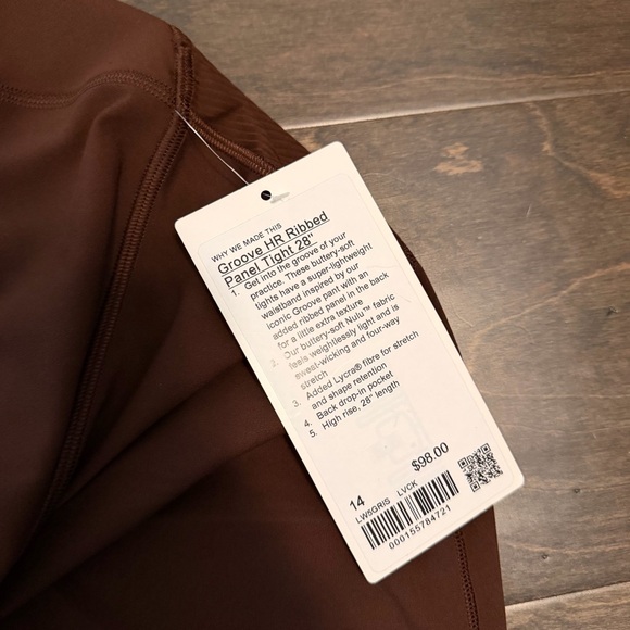 Lululemon Athletica Groove High-Rise Ribbed Panel Tight 28" Size 14 - Picture 3 of 6